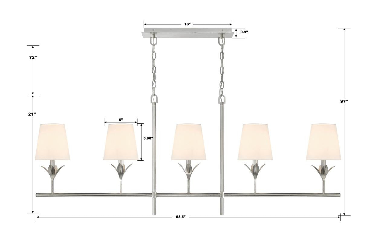 Crystorama Broche Chandelier - Antique Silver 21"H