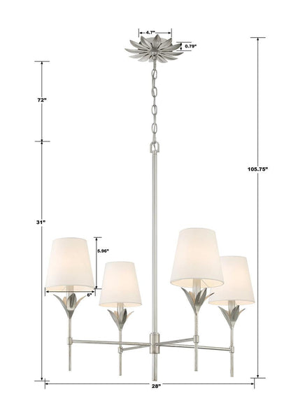Crystorama Broche Chandelier - Antique Silver 28"H