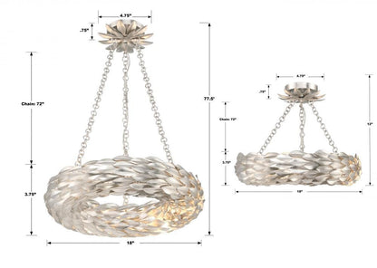 Crystorama Broche Chandelier - Antique Silver 3.75"H