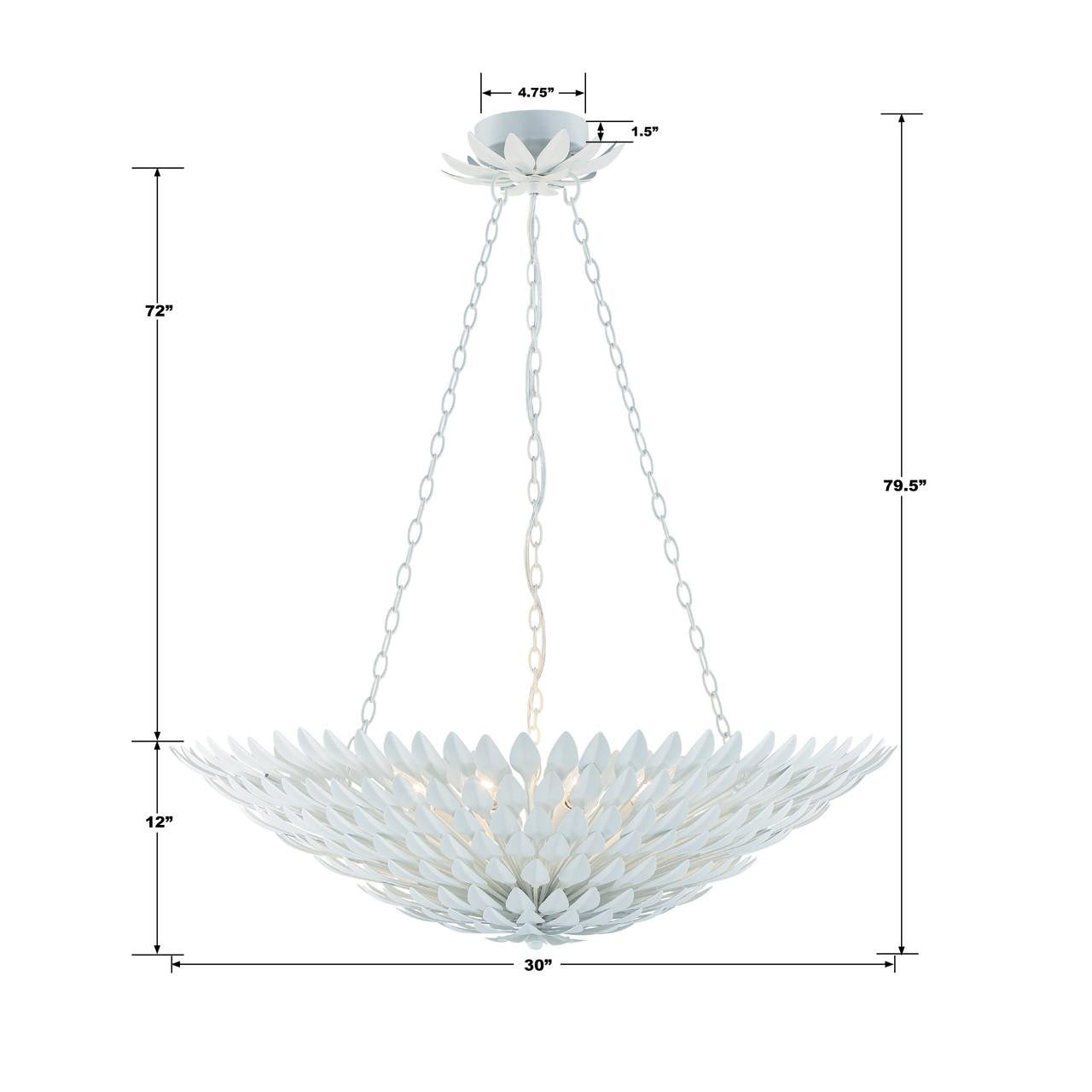 Crystorama Broche Chandelier - Matte White 12"H