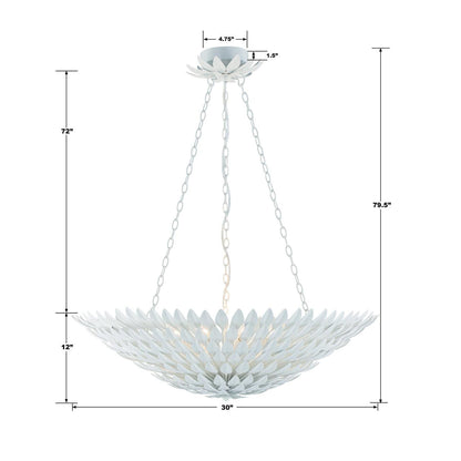 Crystorama Broche Chandelier - Matte White 12"H