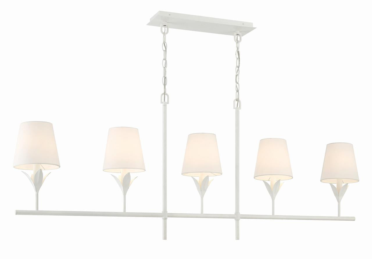 Crystorama Broche Chandelier - Matte White 21"H