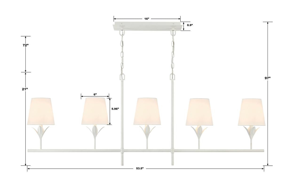 Crystorama Broche Chandelier - Matte White 21"H