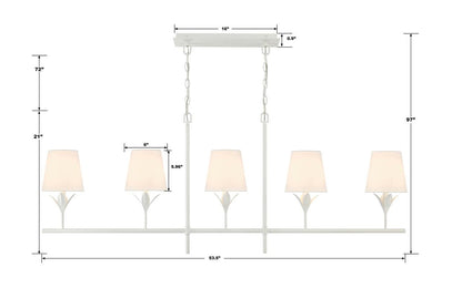 Crystorama Broche Chandelier - Matte White 21"H
