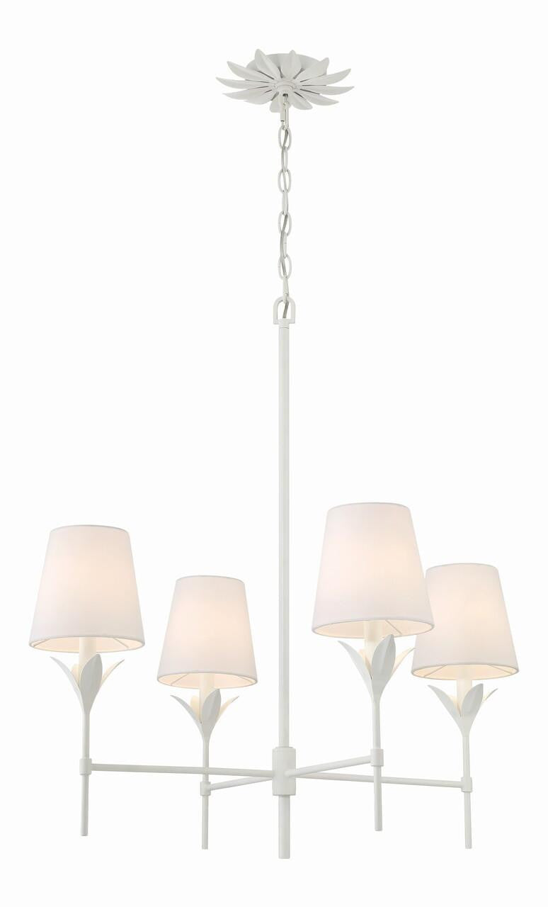 Crystorama Broche Chandelier - Matte White 28"H