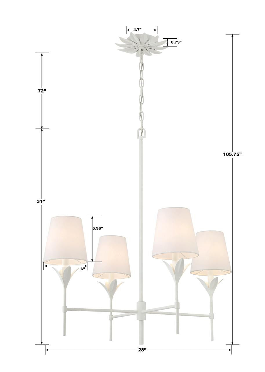 Crystorama Broche Chandelier - Matte White 28"H