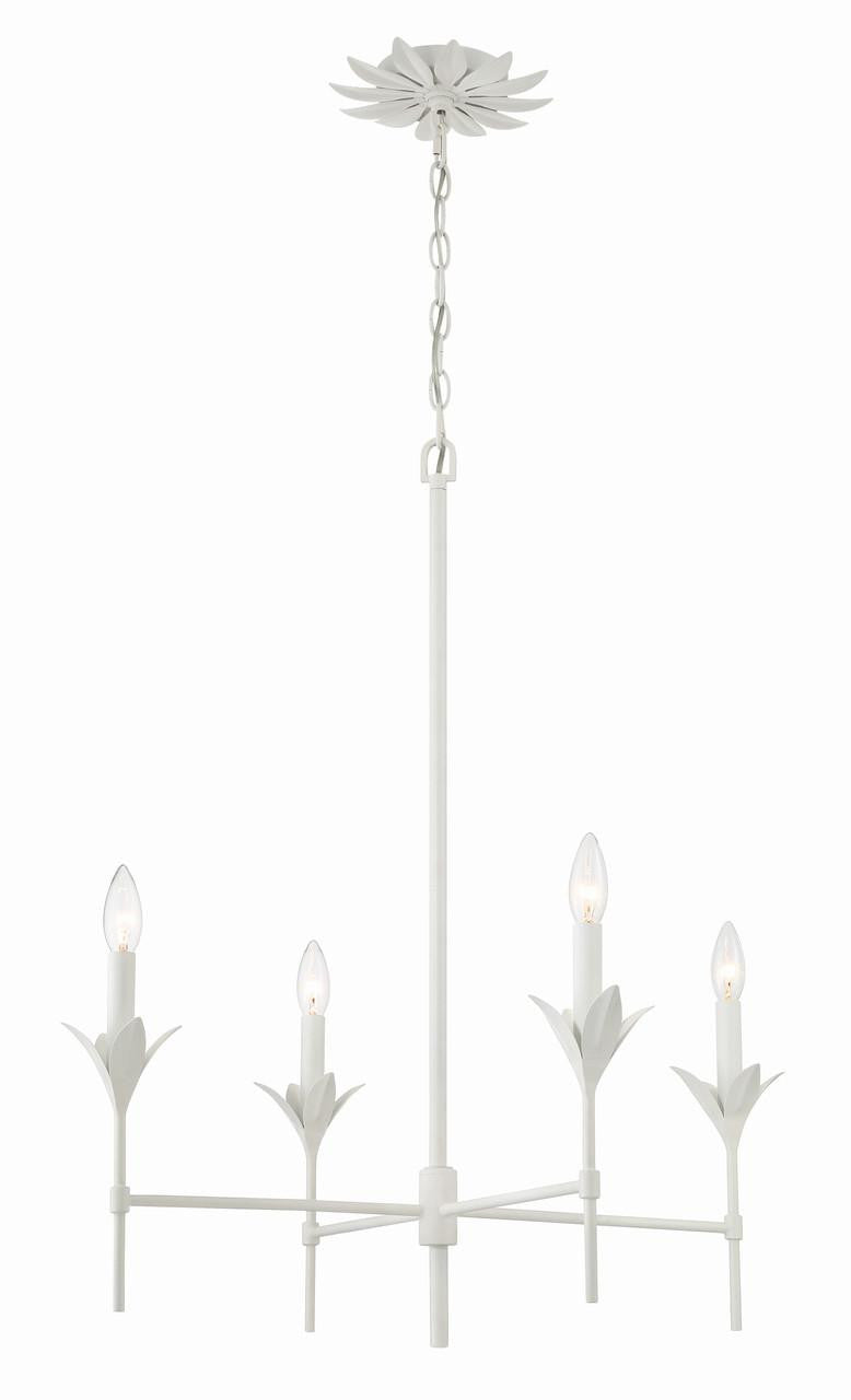 Crystorama Broche Chandelier - Matte White 28"H