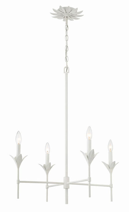 Crystorama Broche Chandelier - Matte White 28"H