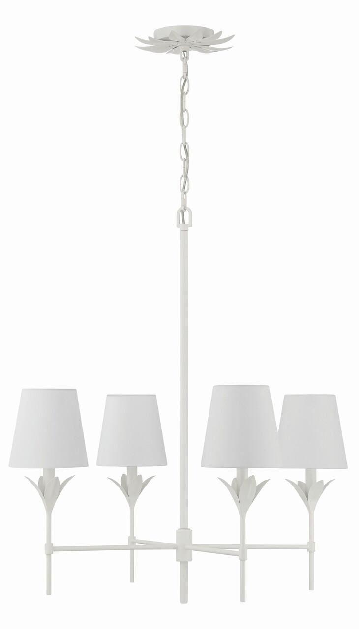Crystorama Broche Chandelier - Matte White 28"H