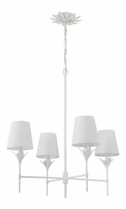 Crystorama Broche Chandelier - Matte White 28"H