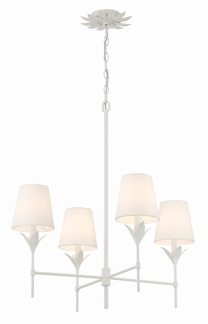 Crystorama Broche Chandelier - Matte White 28"H