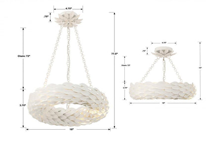 Crystorama Broche Chandelier - Matte White 3.75"H