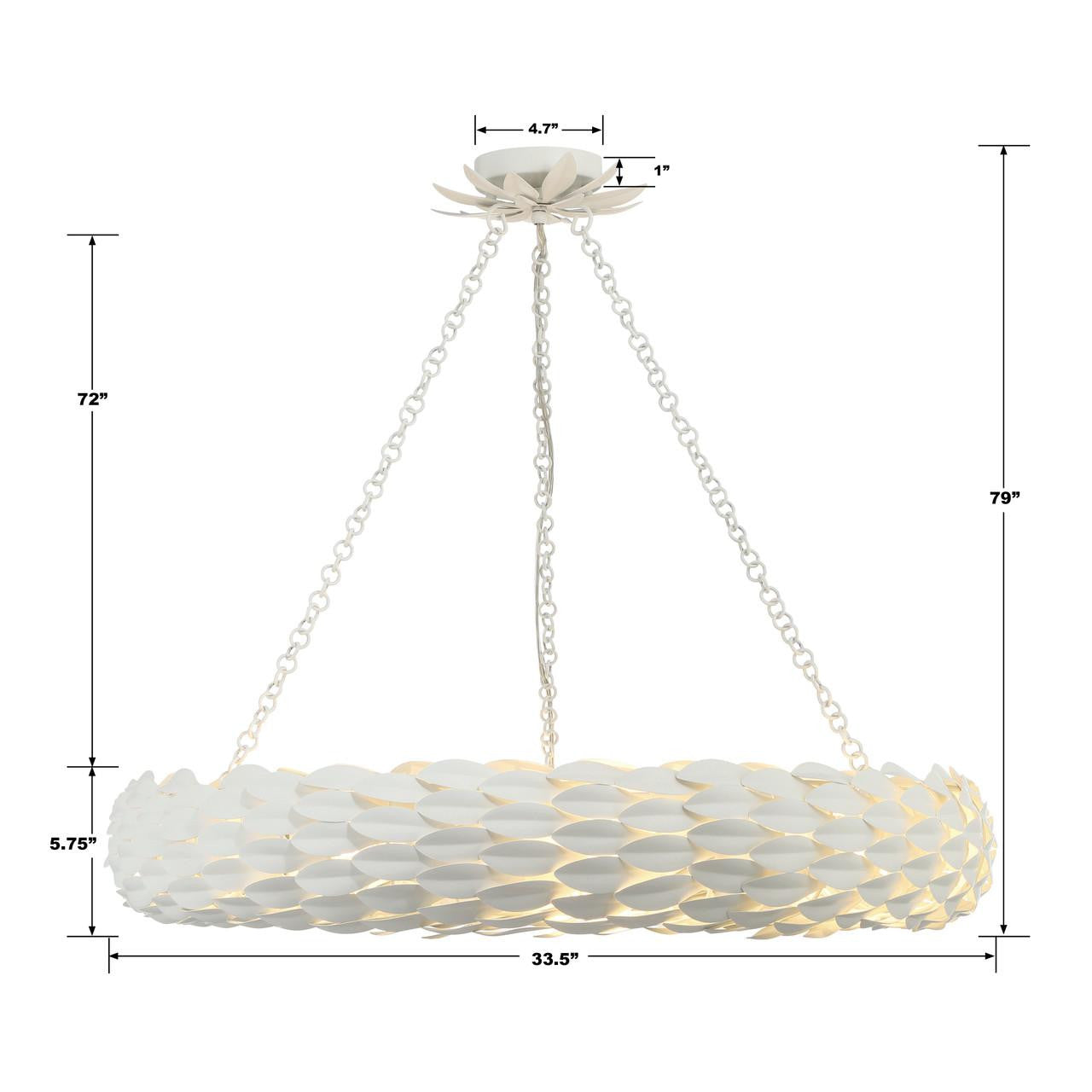 Crystorama Broche Chandelier - Matte White 5.75"H