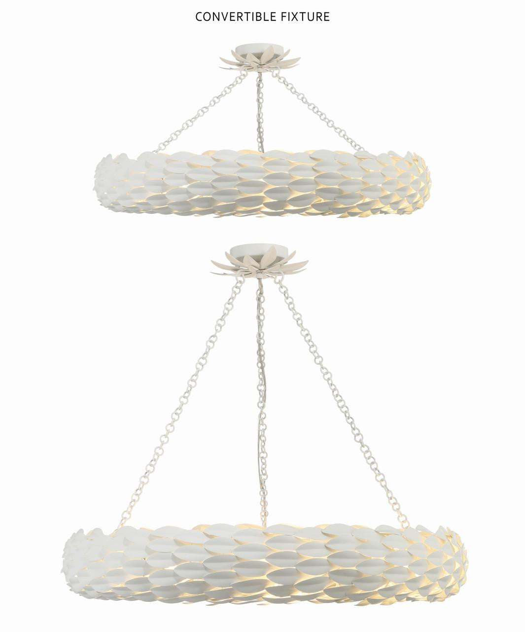 Crystorama Broche Chandelier - Matte White 5.75"H