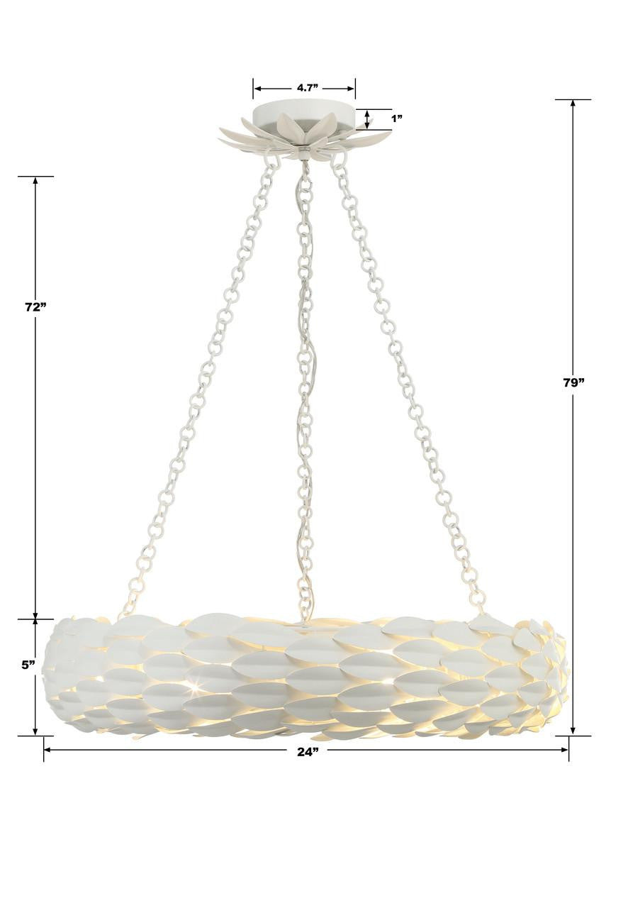 Crystorama Broche Chandelier - Matte White 5"H