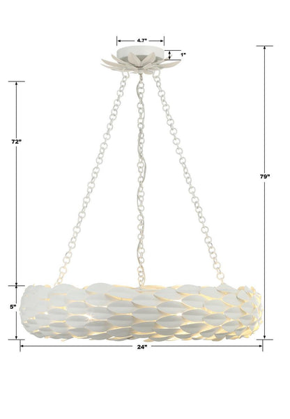Crystorama Broche Chandelier - Matte White 5"H