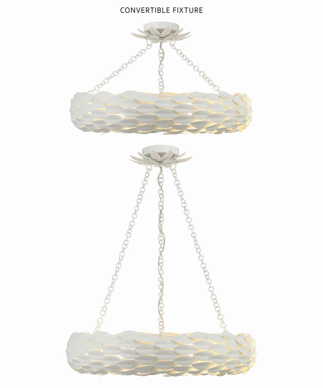 Crystorama Broche Chandelier - Matte White 5"H