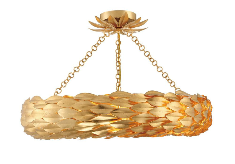Crystorama Broche Semi Flush Mount - Antique Gold 5"H