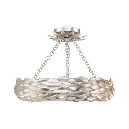 Crystorama Broche Semi Flush Mount - Antique Silver 3.75"H