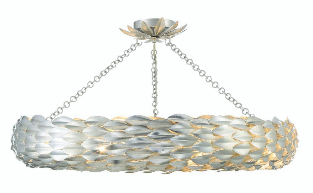 Crystorama Broche Semi Flush Mount - Antique Silver 5.75"H