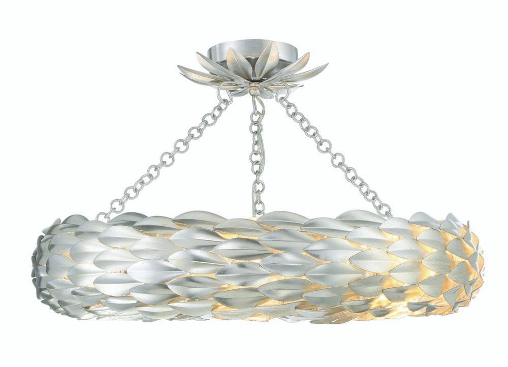 Crystorama Broche Semi Flush Mount - Antique Silver 5"H