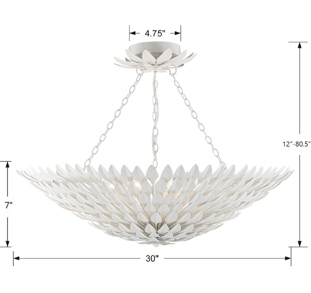 Crystorama Broche Semi Flush Mount - Matte White 12"H