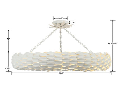 Crystorama Broche Semi Flush Mount - Matte White 5.75"H