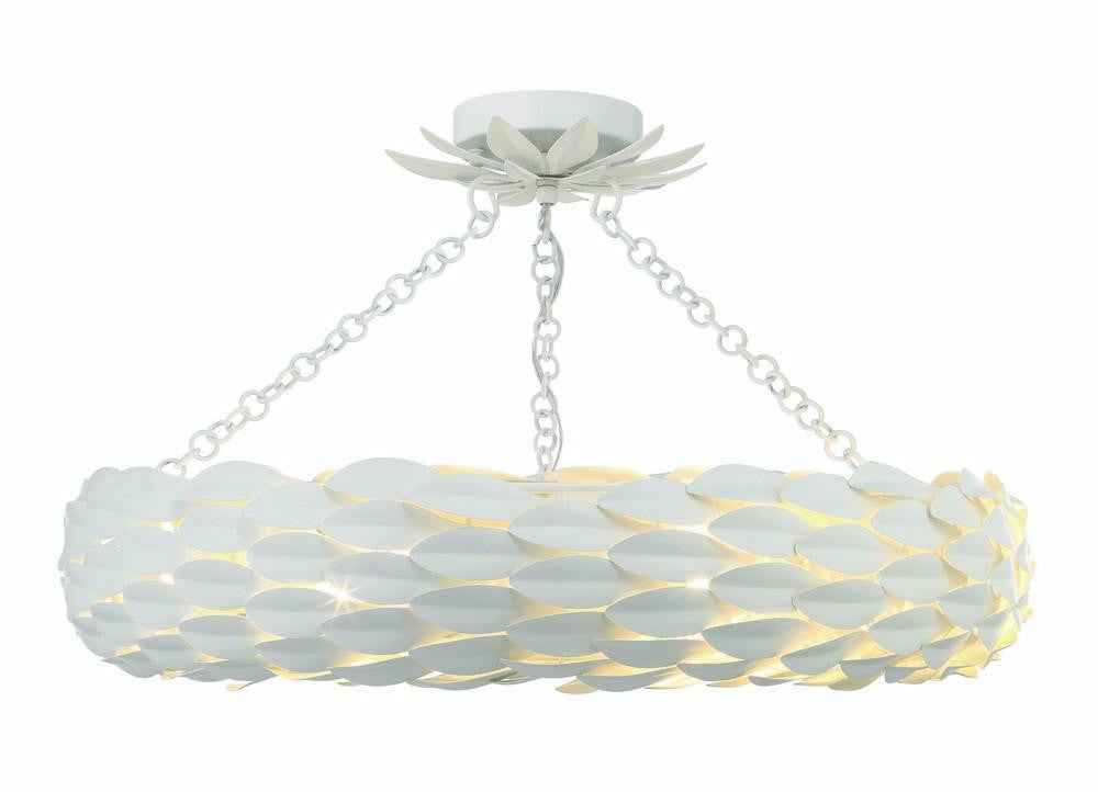 Crystorama Broche Semi Flush Mount - Matte White 5"H