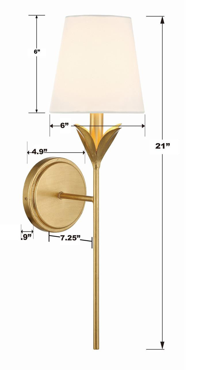 Crystorama Broche Wall Sconce - Antique Gold 21"H