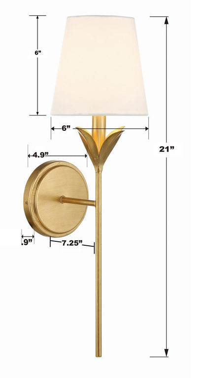 Crystorama Broche Wall Sconce - Antique Gold 21"H