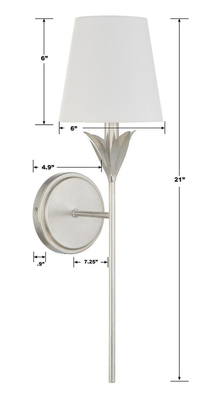 Crystorama Broche Wall Sconce - Antique Silver 21"H
