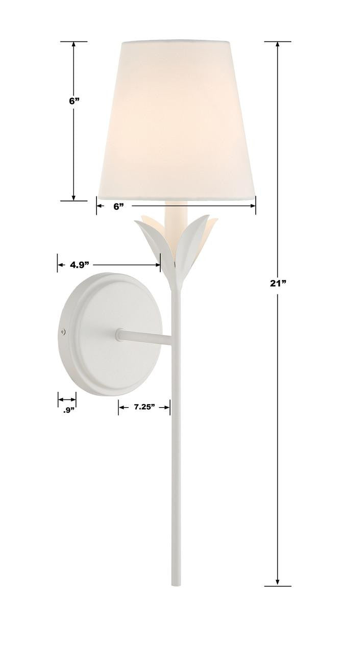 Crystorama Broche Wall Sconce - Matte White 21"H