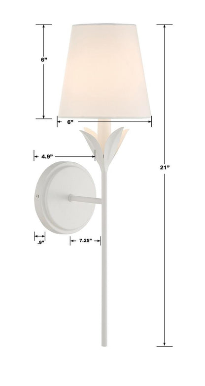 Crystorama Broche Wall Sconce - Matte White 21"H