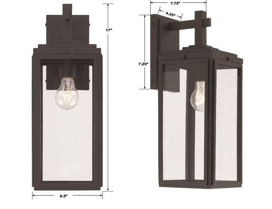 Crystorama Byron Wall Sconce - Matte Black 17"H