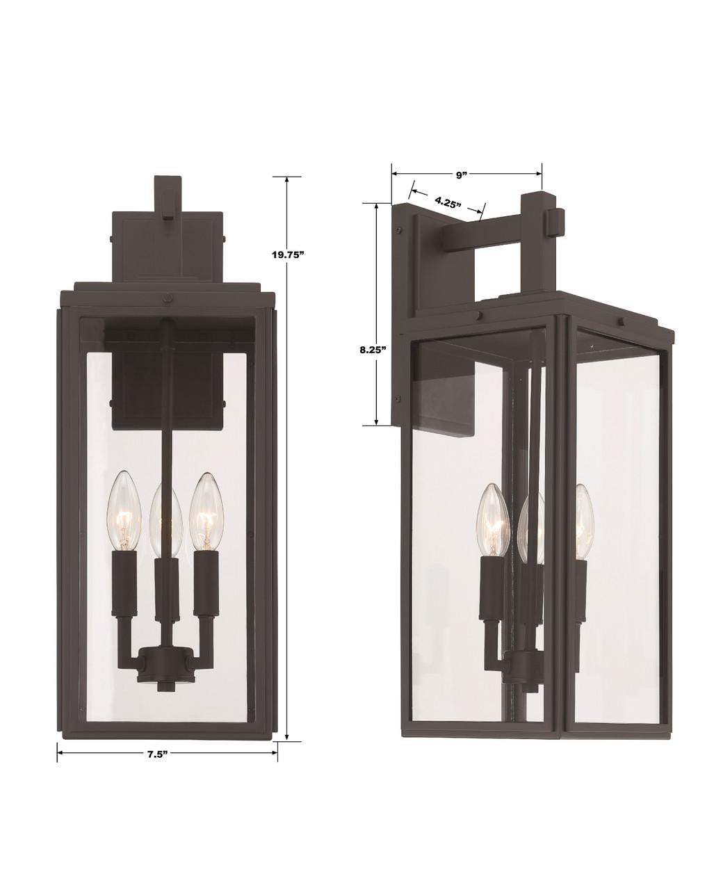 Crystorama Byron Wall Sconce - Matte Black 19.75"H