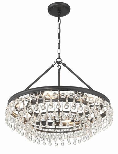 Crystorama Calypso Chandelier - Matte Black, Clear Glass Drops 19.75"H