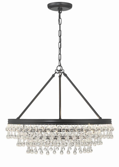 Crystorama Calypso Chandelier - Matte Black, Clear Glass Drops 19.75"H