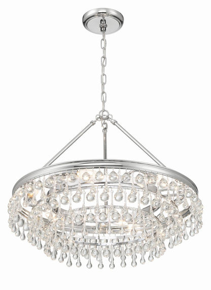 Crystorama Calypso Chandelier - Polished Chrome, Clear Glass Drops 19.75"H