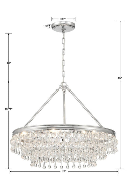 Crystorama Calypso Chandelier - Polished Chrome, Clear Glass Drops 19.75"H