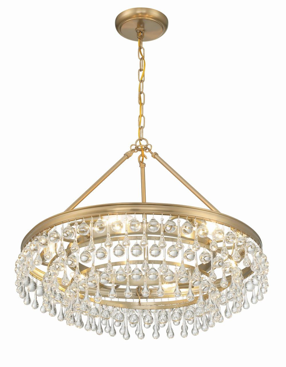 Crystorama Calypso Chandelier - Vibrant Gold, Clear Glass Drops 19.75"H