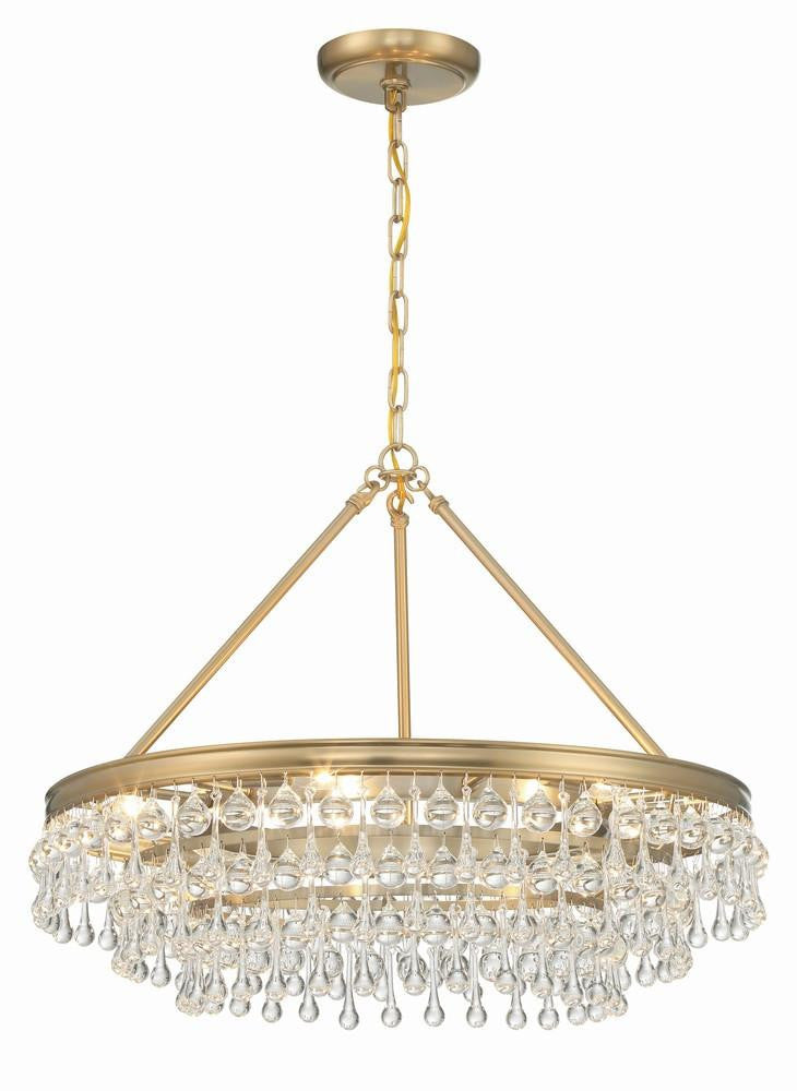 Crystorama Calypso Chandelier - Vibrant Gold, Clear Glass Drops 19.75"H