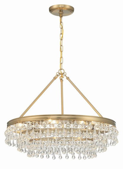 Crystorama Calypso Chandelier - Vibrant Gold, Clear Glass Drops 19.75"H