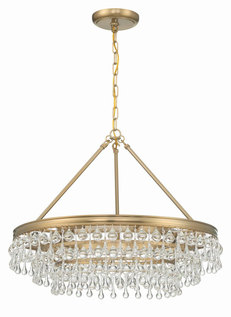 Crystorama Calypso Chandelier - Vibrant Gold, Clear Glass Drops 19.75"H
