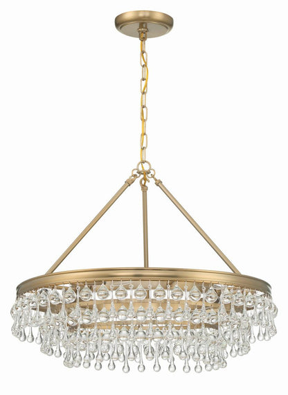 Crystorama Calypso Chandelier - Vibrant Gold, Clear Glass Drops 19.75"H