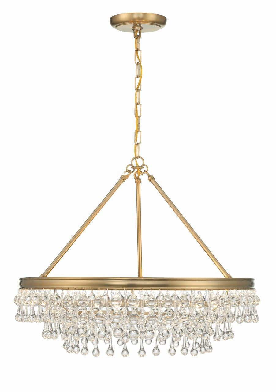 Crystorama Calypso Chandelier - Vibrant Gold, Clear Glass Drops 19.75"H