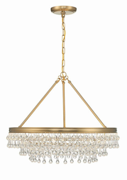 Crystorama Calypso Chandelier - Vibrant Gold, Clear Glass Drops 19.75"H