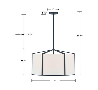 Crystorama Carlyn Chandelier - Black 14.75"H