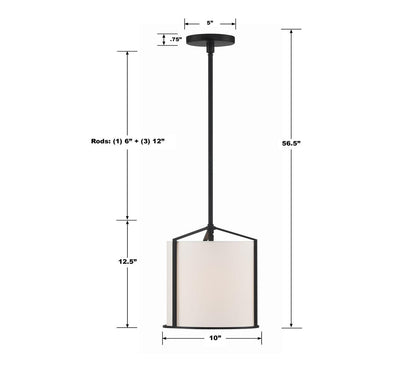 Crystorama Carlyn Semi Flush Mount Black
