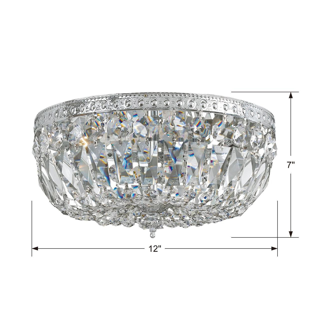 Crystorama Ceiling Mount 3 Light Flush Mount - Polished Chrome, Clear Italian 6.5"H