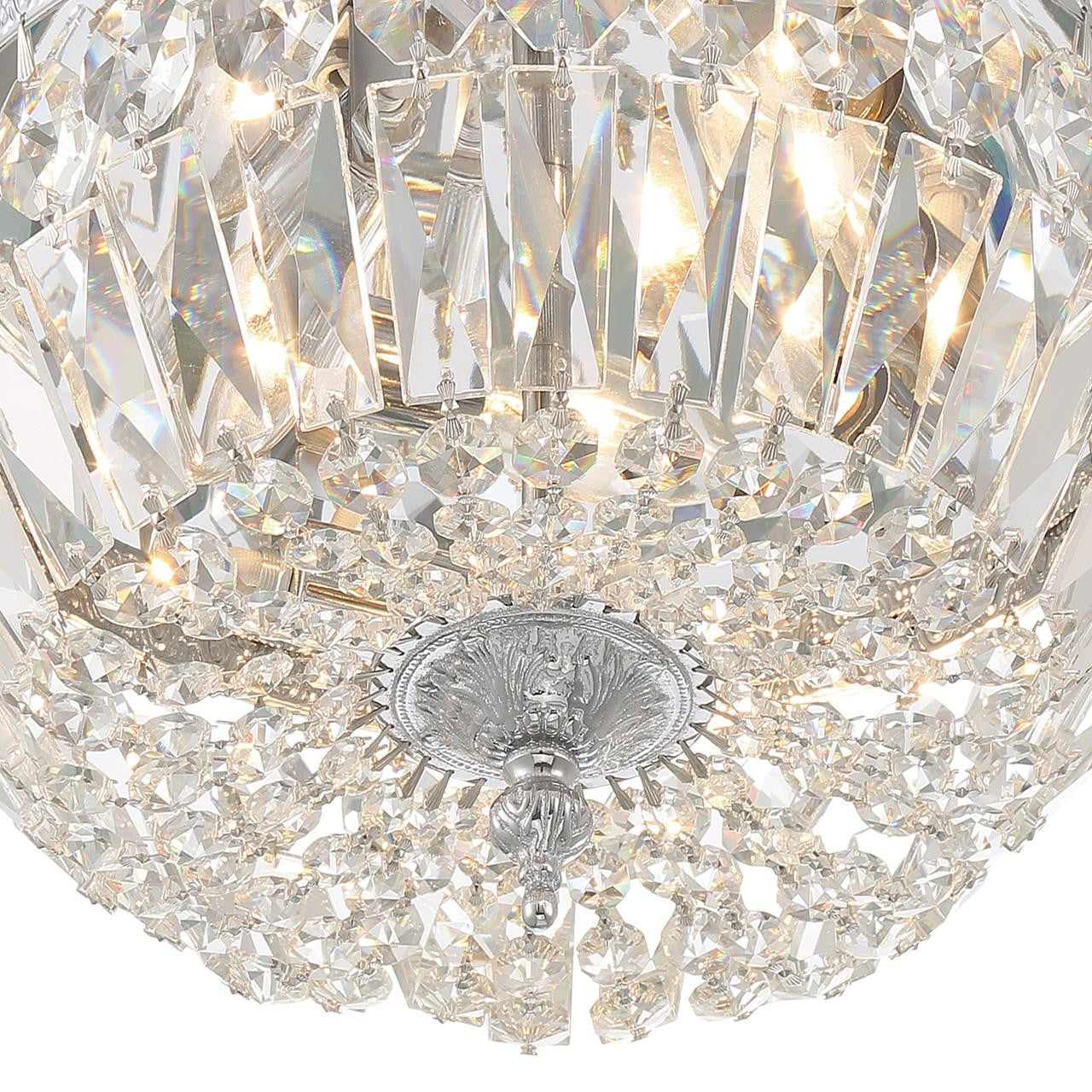 Crystorama Ceiling Mount 3 Light Flush Mount - Polished Chrome, Clear Italian 6.5"H